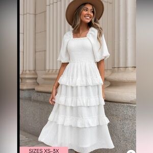 EUC Elegant White Tiered Dress